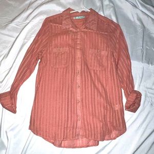 Blush striped button up